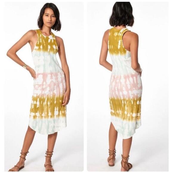 Young Fabulous Broke Tie-Dye Ribbed Midi Tank Dress Size Small Coastal Vibes - Picture 1 of 13